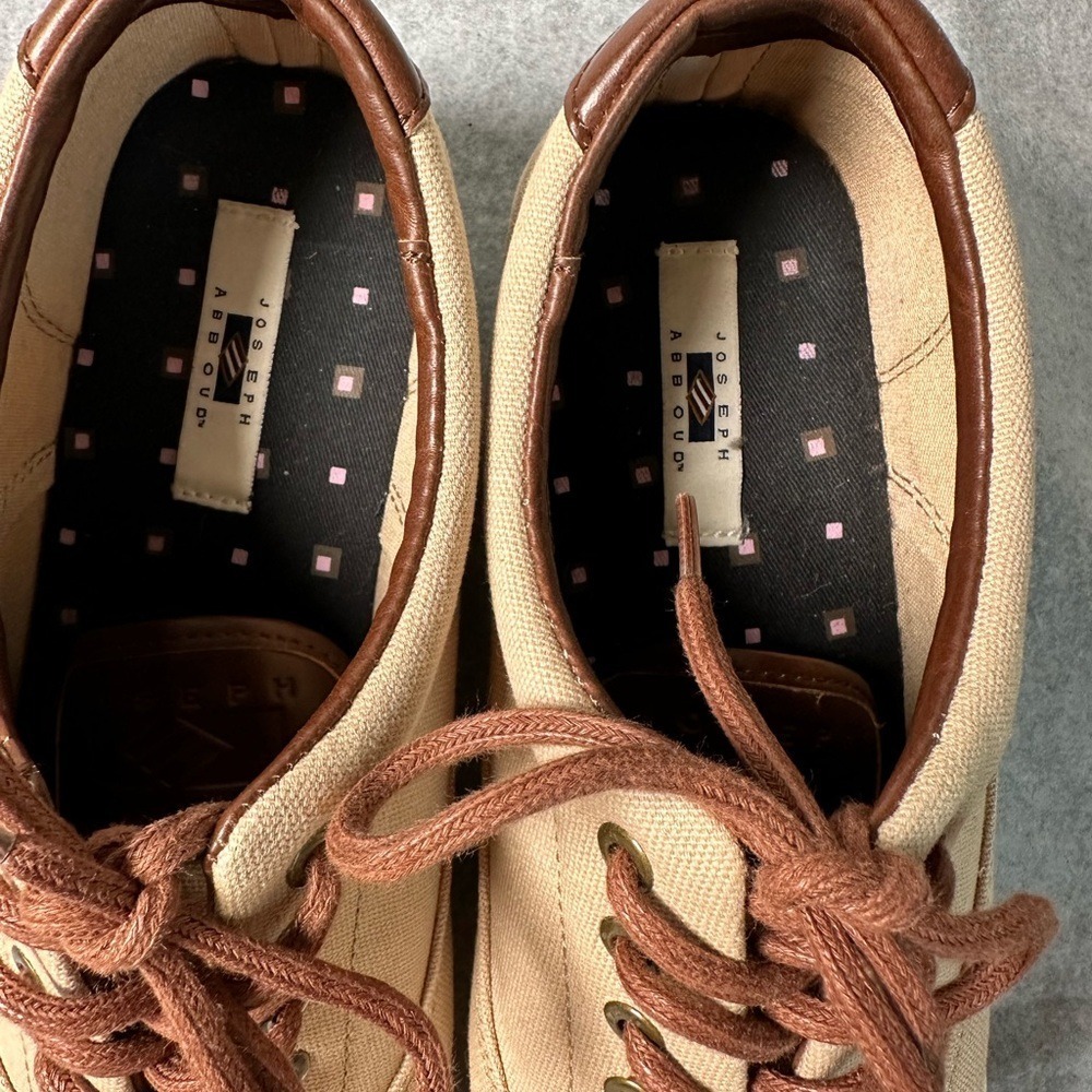 Joseph Abboud Mens Parker Tan Canvas Low Top Lace Up Sneakers 9.5 - Picture 2 of 7